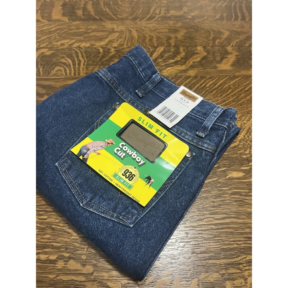 NWT Wrangler 936GBK Cowboy Cut Slim Fit Jeans Mens 36x34 Western Denim
